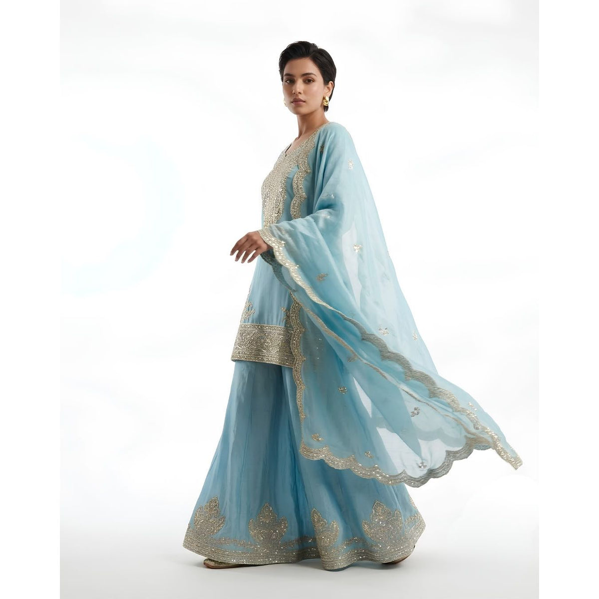Kurta Sharara Set with Dupatta