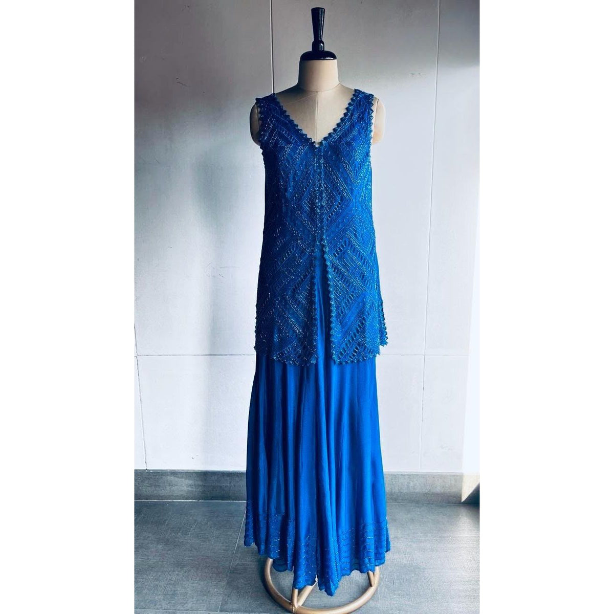 Cobalt Blue Georgette Sharara Set