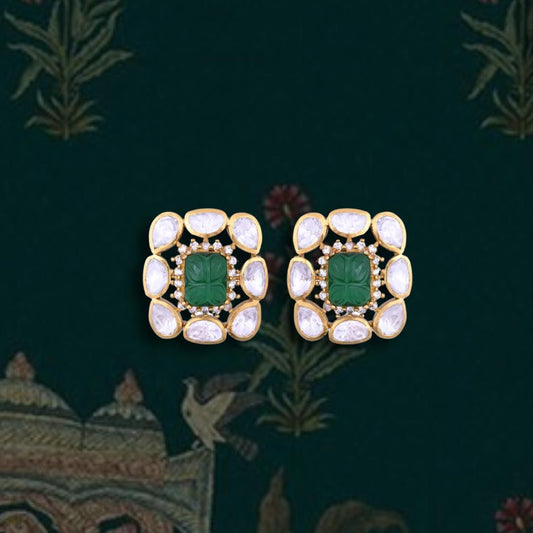 Classic Kundan Ear Studs with Intricate Detailing