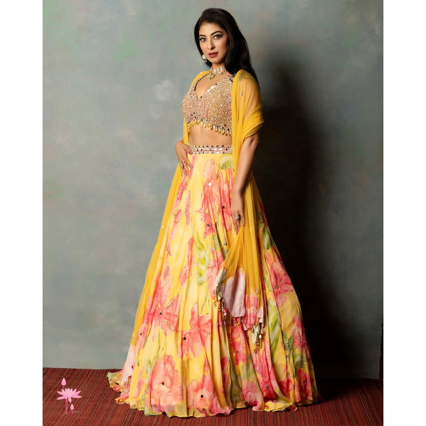 Yellow Marigold Floral Lehnga