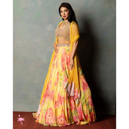 Yellow Marigold Floral Lehnga