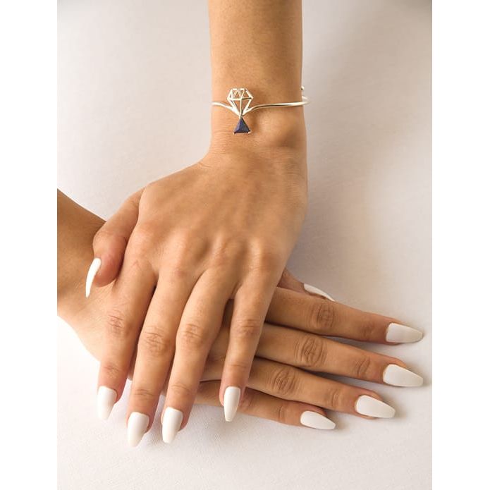 Silver Cuff with lapis lazuli for protection   