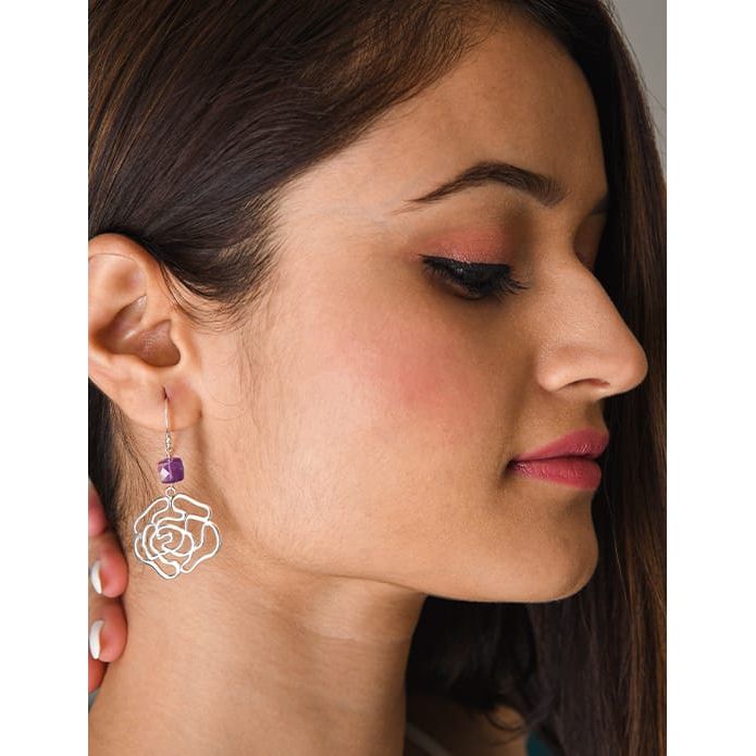 Silver Earrings with amethysts for spiritual healing