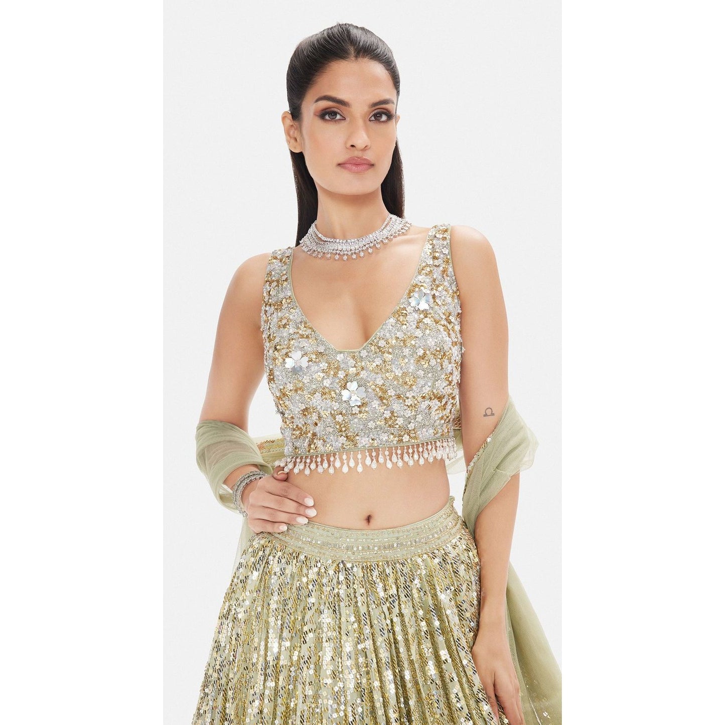 Mint Green Sequined Lehnga