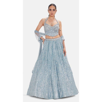 Ice Blue Corset Lehnga Set