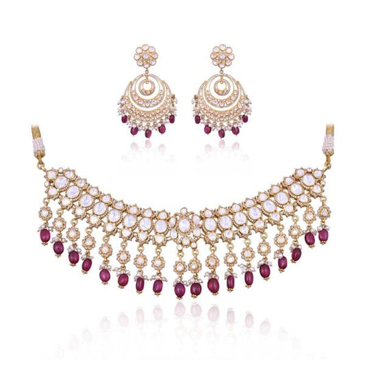 Bridal Kundan Polki Set with Ruby Stones: A Luxurious Jewelry Set for Your Special Day