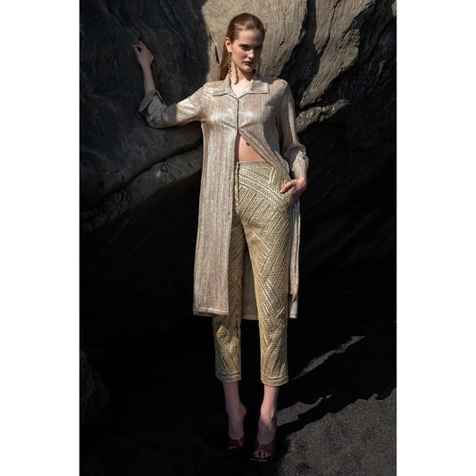 High Waisted Gota Embroidered Pant